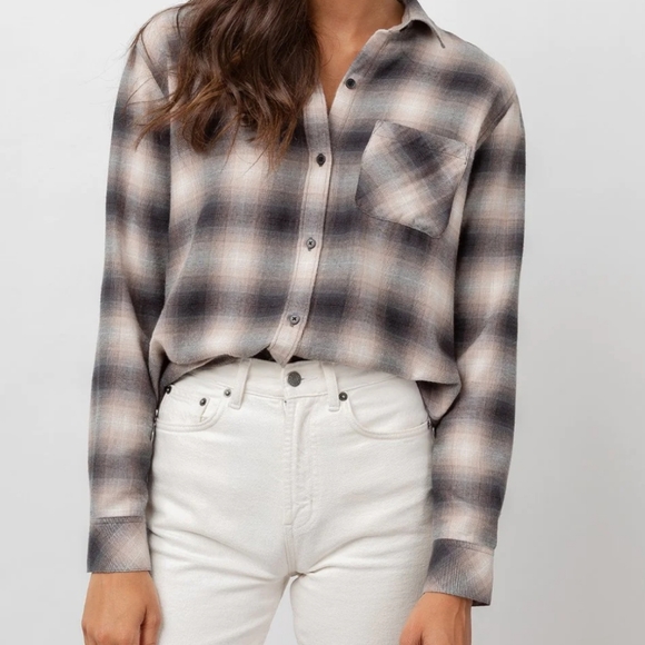 Rails Milo Latte Black Shadow Button-Front Shirt - Picture 9 of 9